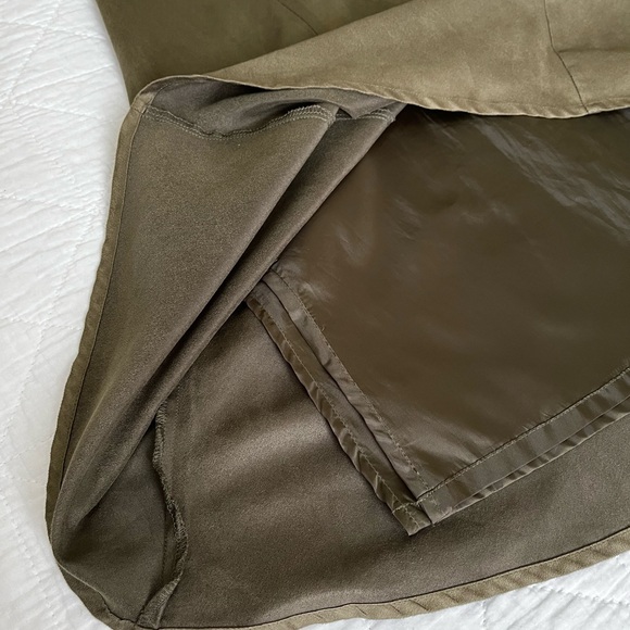 East 5th Faux Suede Midi Maxi Skirt Womens 12 Olive Green - Picture 3 of 5